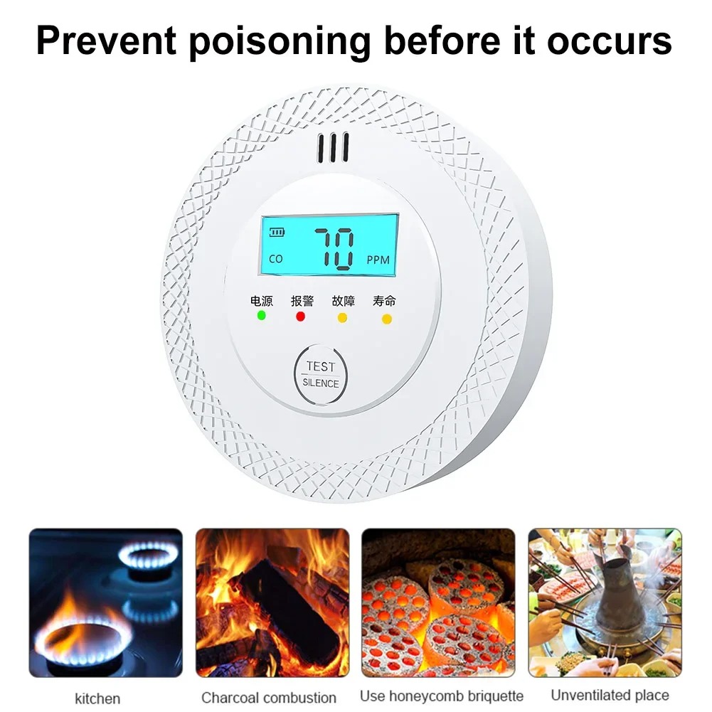 Smoke Detector Interconnected - Carbon Monoxide Alarm Detector Battery Powered
