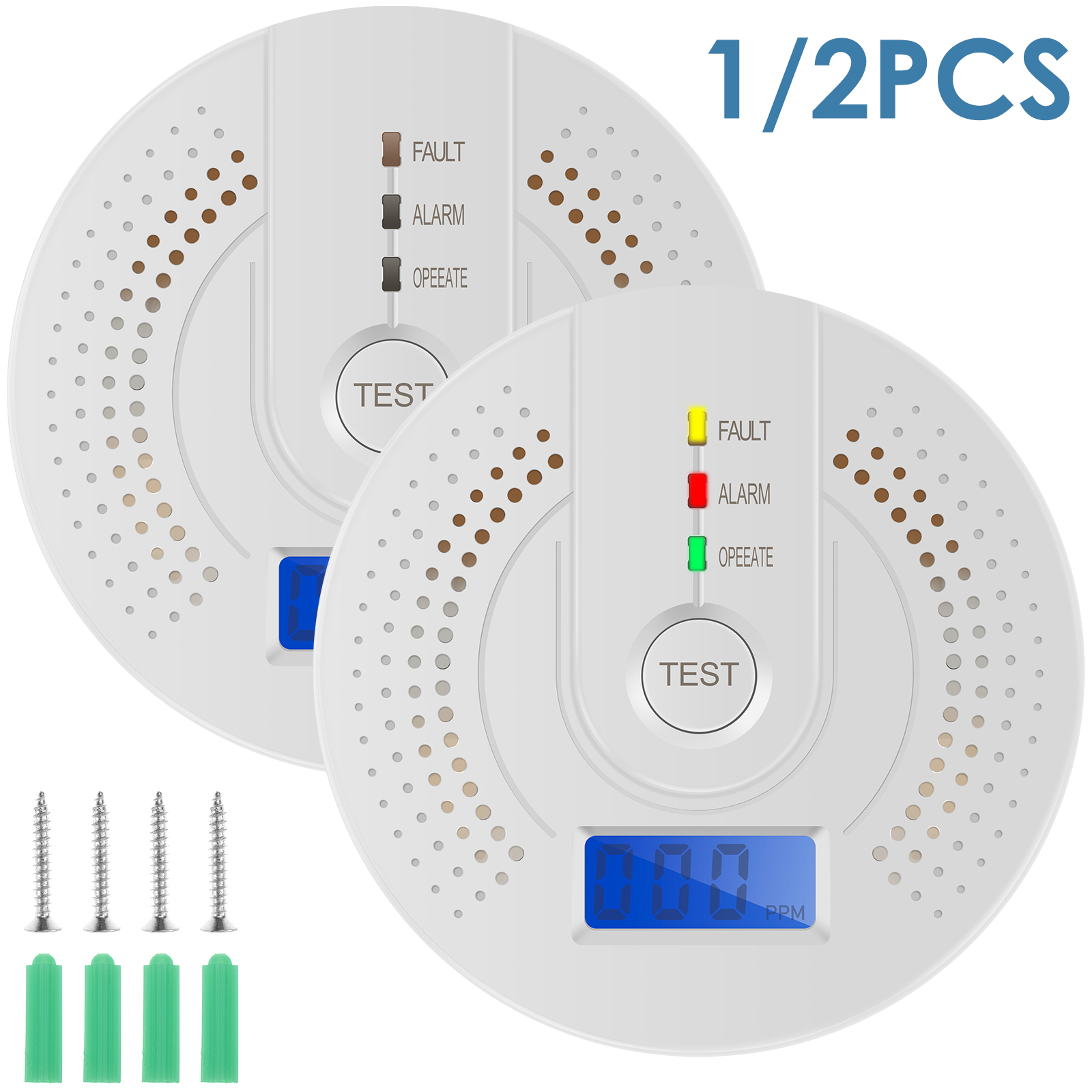 Smoke Detector Interconnected - Independent CO Alarm Sensor Carbon Monoxide