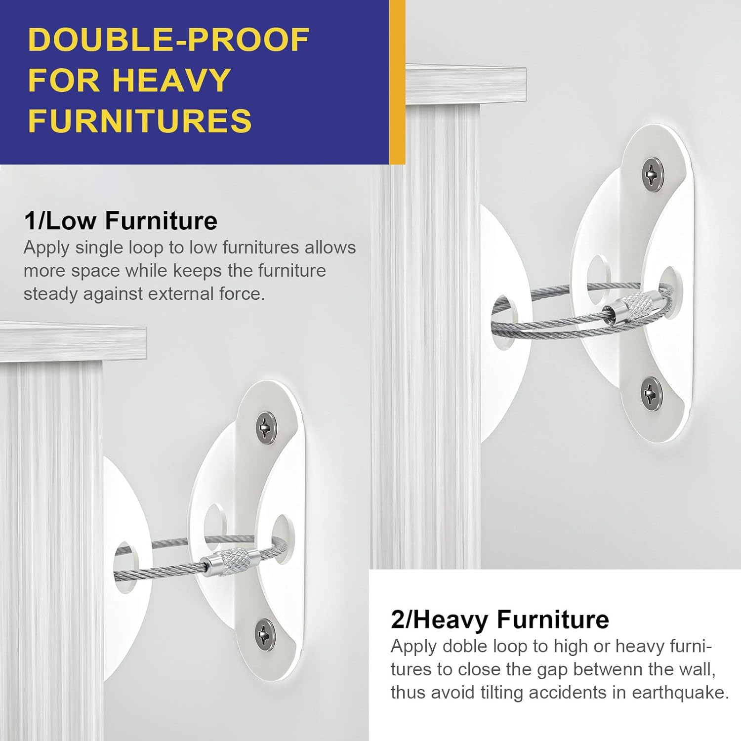 6 Set Furniture Wall Anchors A - Earthquake Anchor Strap avis et prix