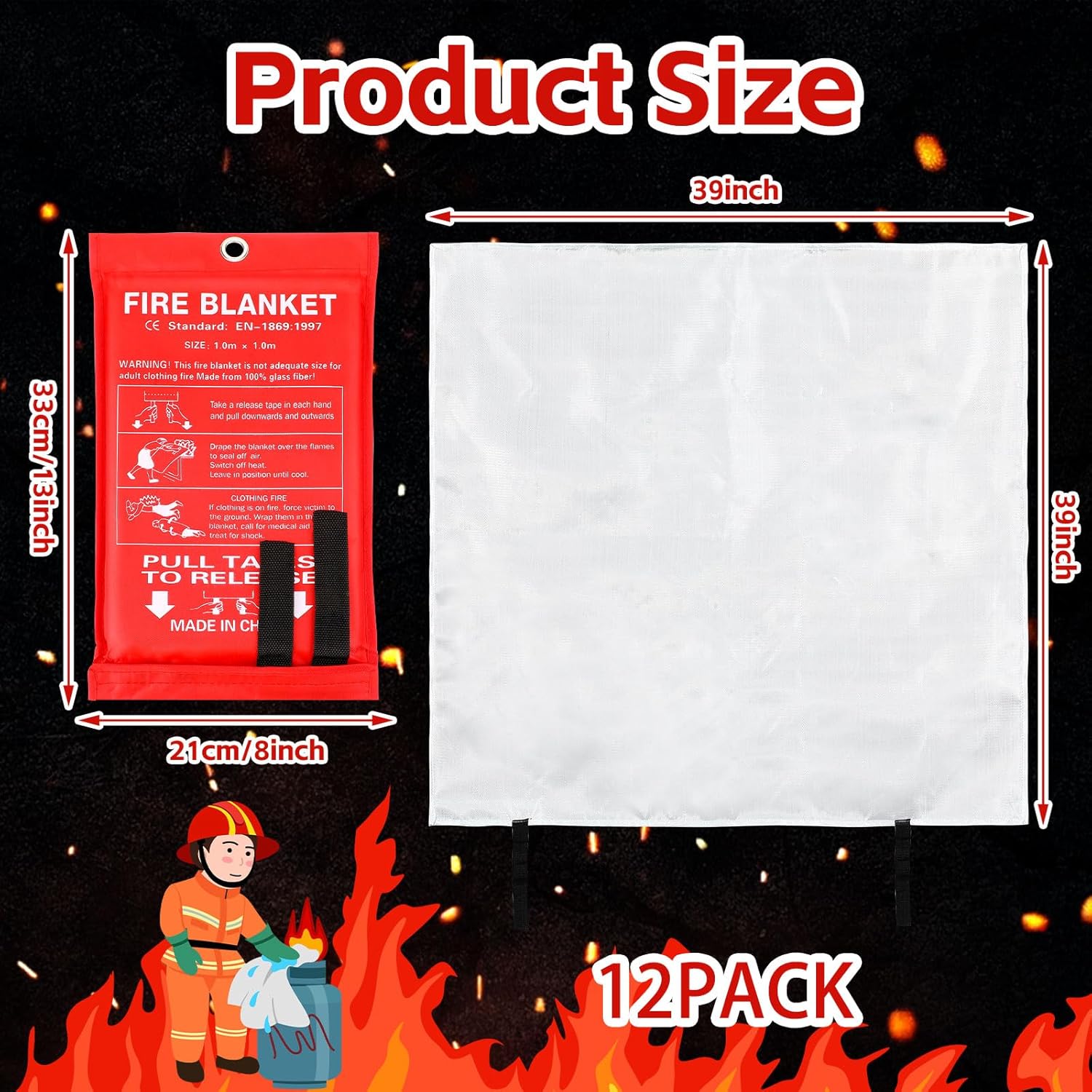 12 Pack Fire Blankets 39x39 In - Fire Blanket Kitchen avis et prix