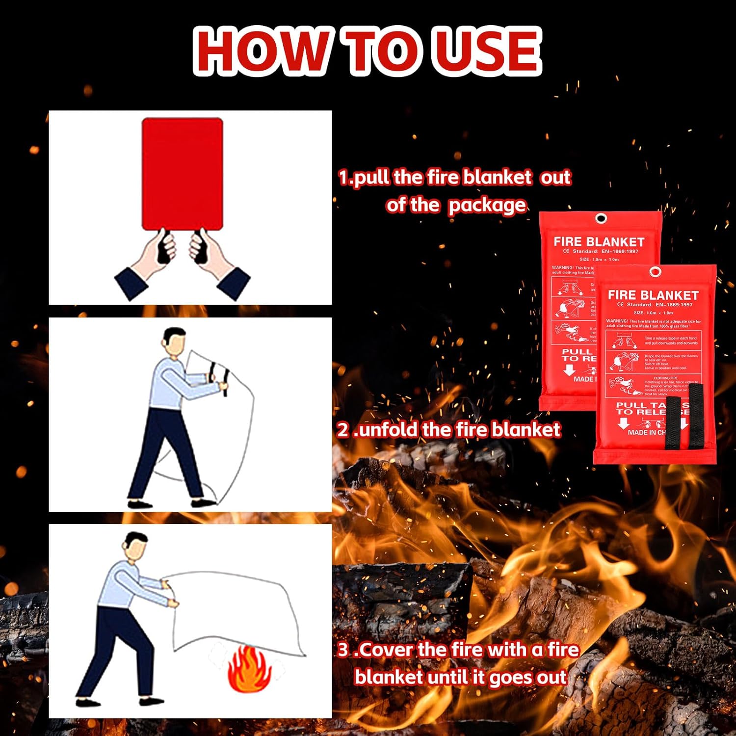 12 Pack Fire Blankets 39x39 In - Fire Blanket Kitchen avis et prix