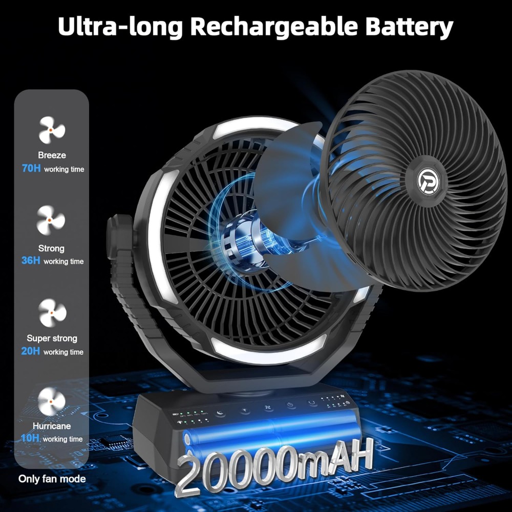 20000mAh Camping Fan with Ligh - Power Outage Light avis et prix