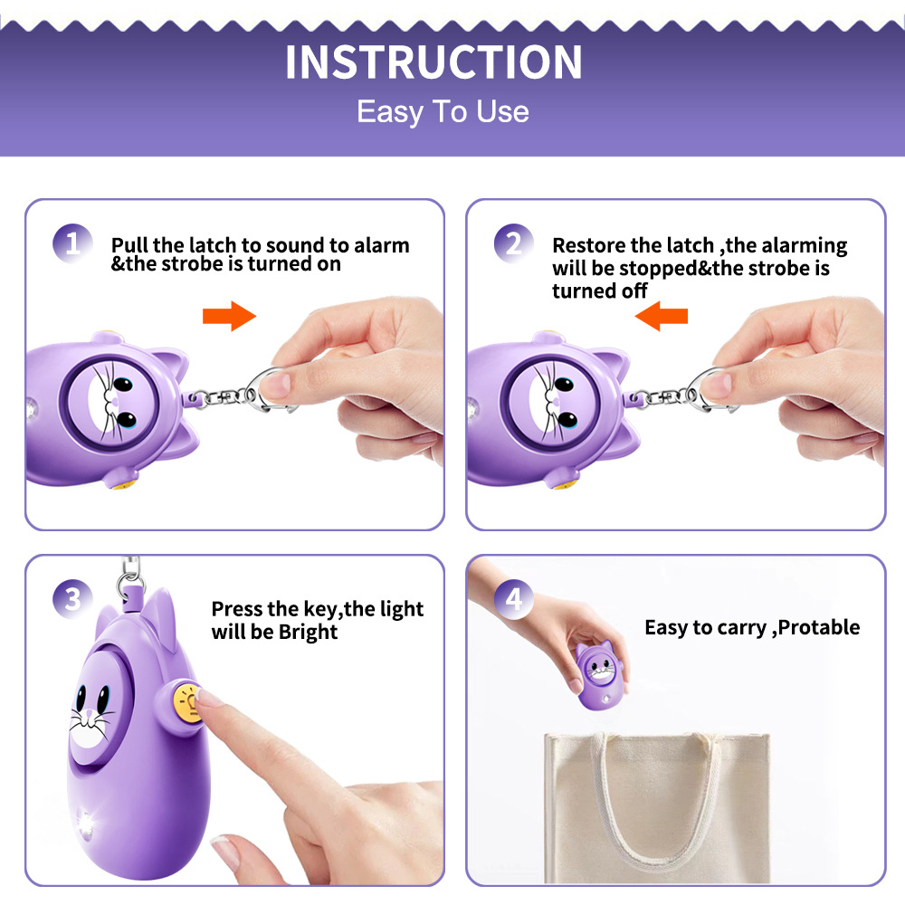H8 2024 New Cute Cat Personal  - Personal Alarm Keychain avis et prix