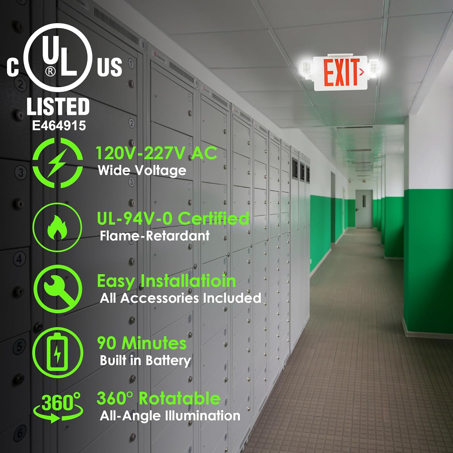 LED Emergency Exit Sign with 2 - Emergency Exit Sign avis et prix